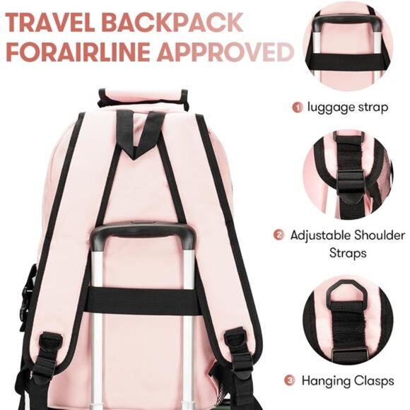 Laptop Backpack fit 17 inch, Pink - Picture 4 of 5